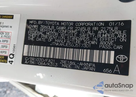 2016 Scion Im z USA, uszkodzony, nr VIN JTNKARJE5GJ517301